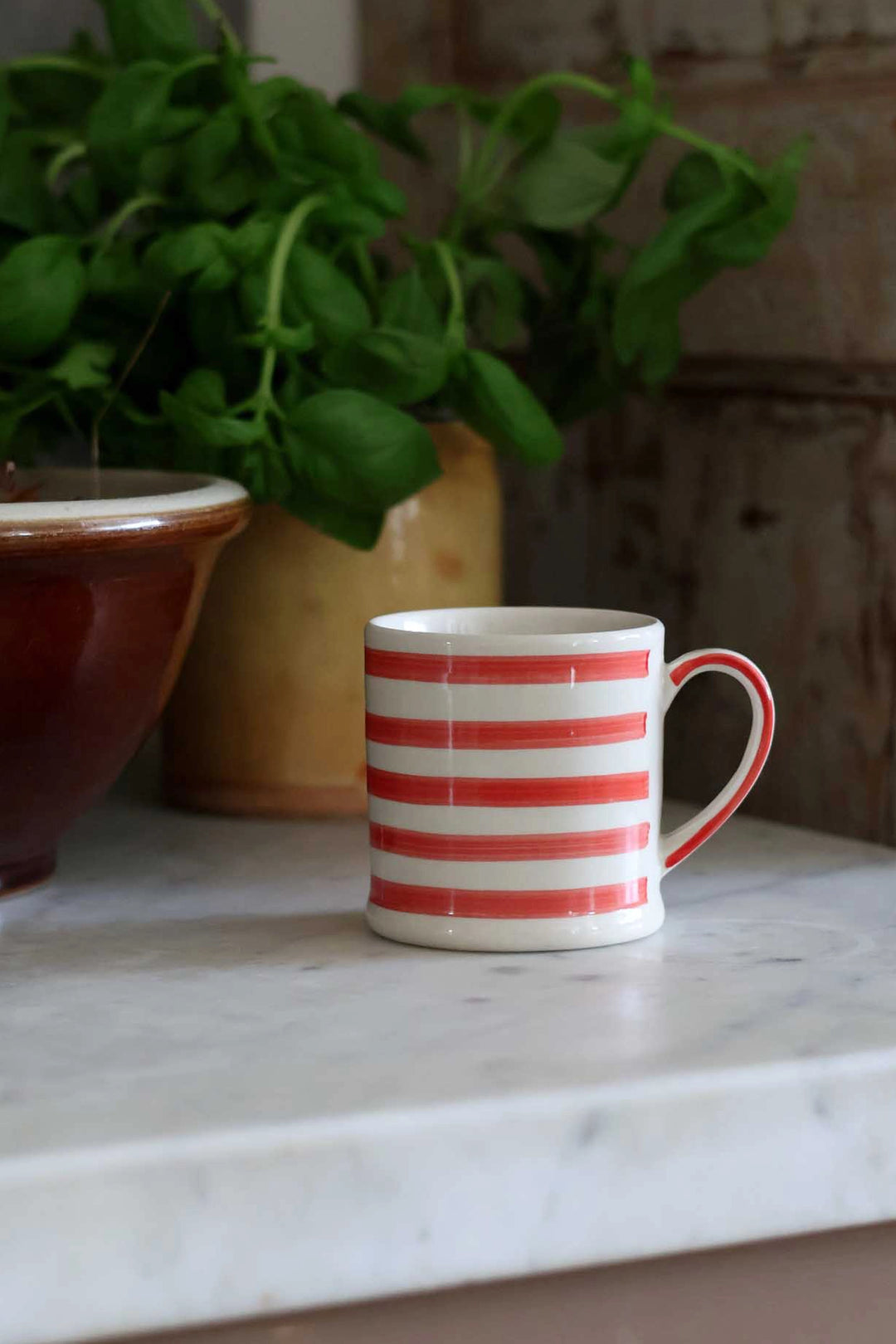 Red Stripe Stoneware Mug