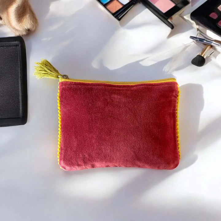 Large Red Velvet Pouch