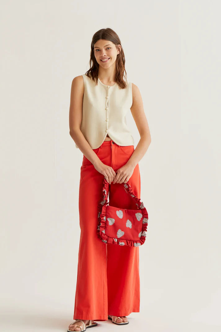 Red Wide Leg Trousers