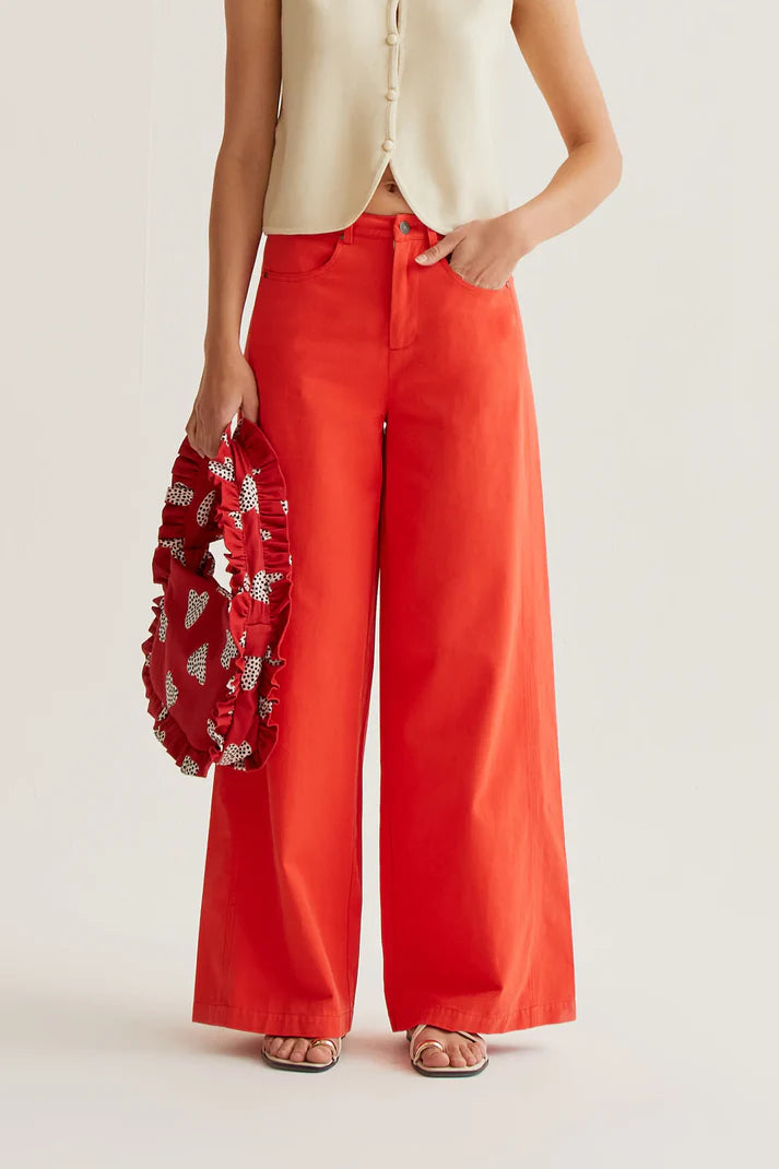 Red Wide Leg Trousers