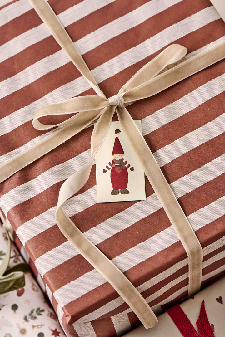 Paper Roll Red Stripes Textile Look 5 M/Roll