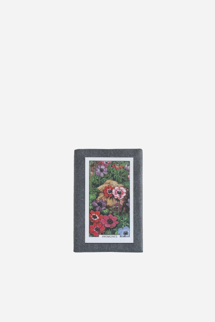 retro olive soap in botanical anemones wrapper