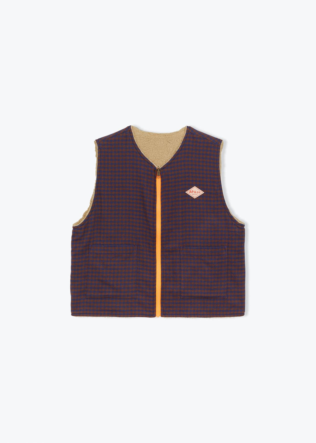 Reversible Gingham Gilet / Maroon