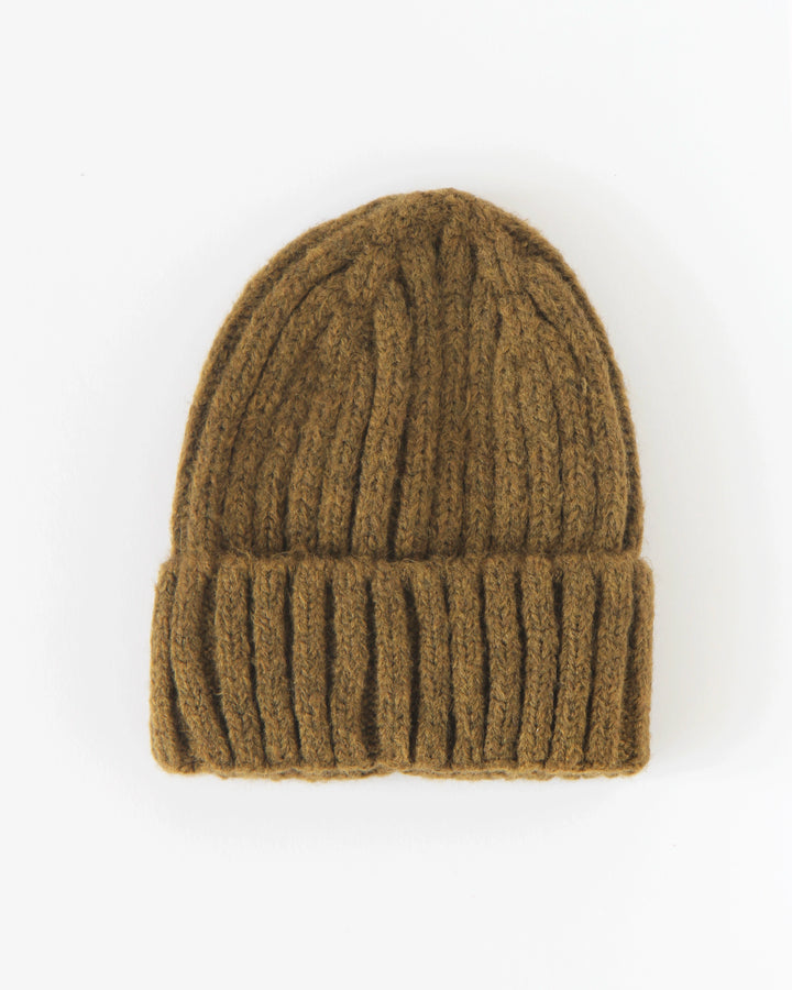 Ribbed Knit Beanie Hat  / Khaki