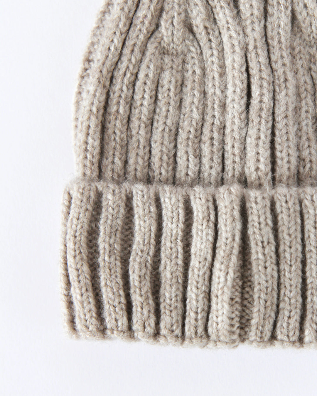 Ribbed Knit Beanie Hat /  Beige