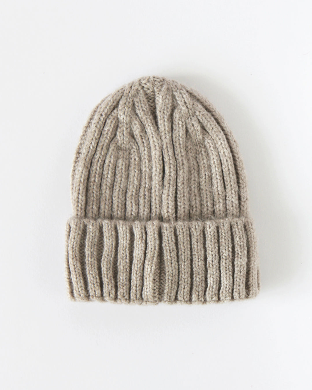 Ribbed Knit Beanie Hat /  Beige