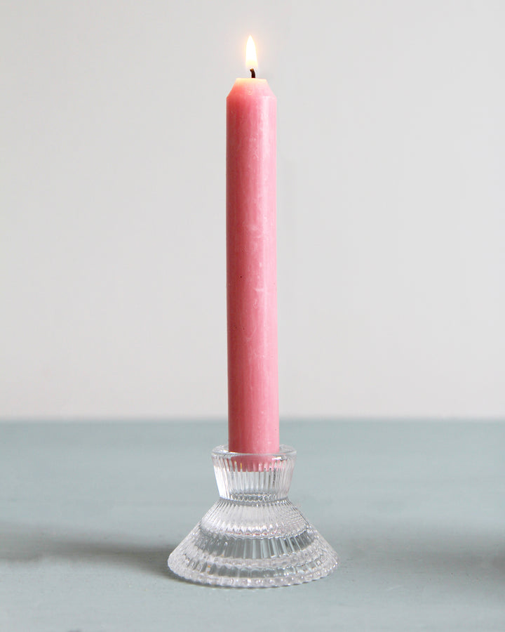 Ribbed Glass T-light & Candle Holder