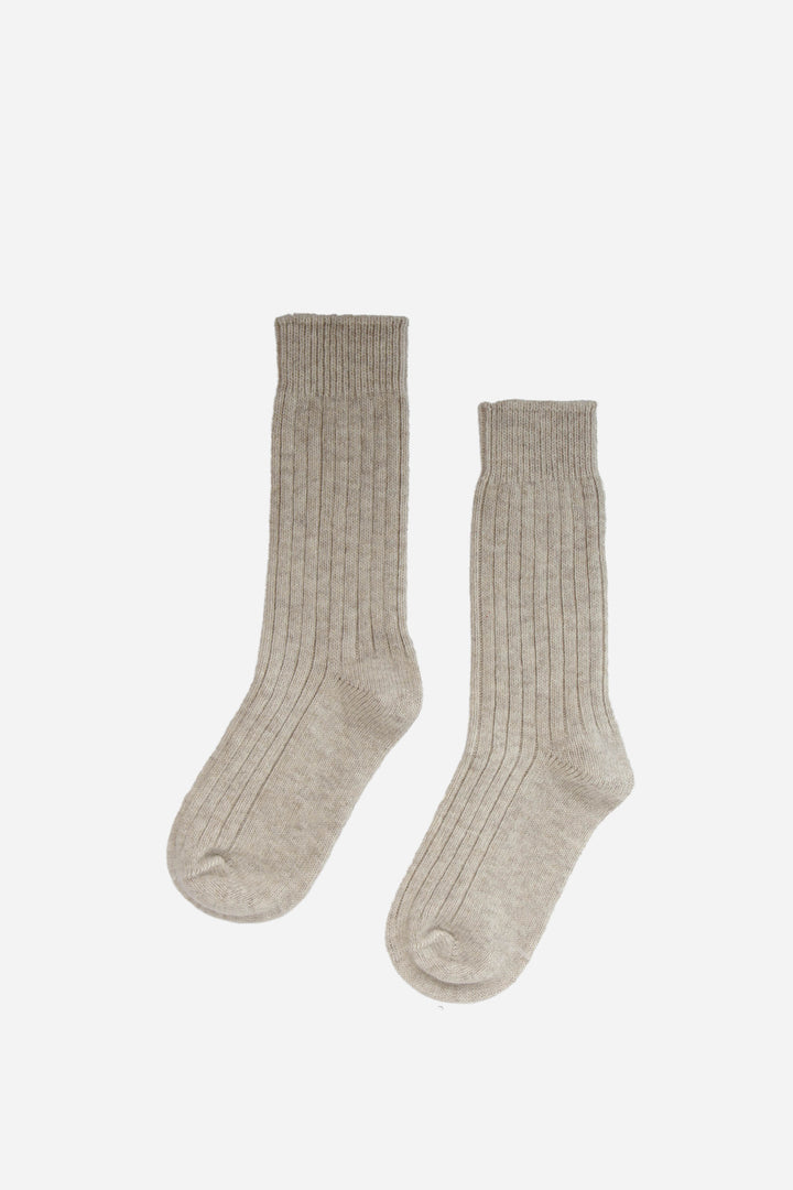 Womens Ribbed Socks / Beige