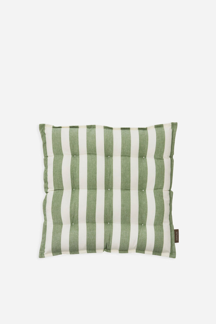 roma green and white stripe seat cushion