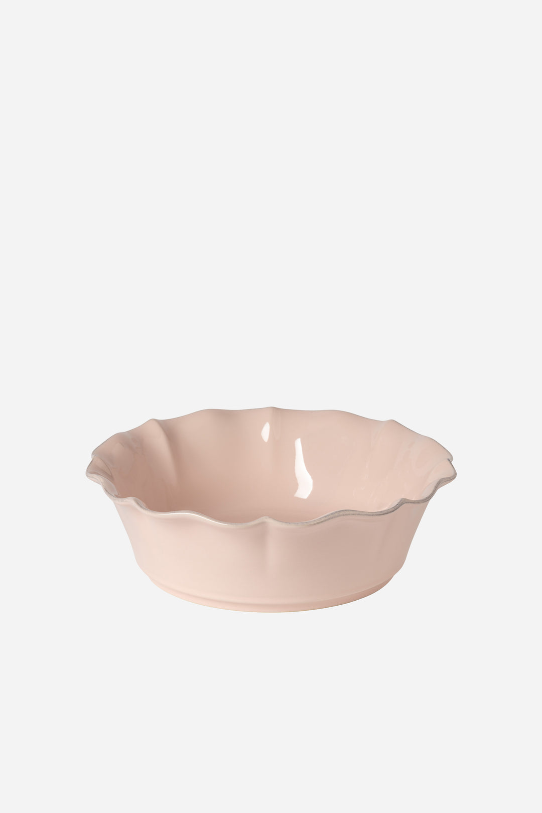 rose pink serving bowl with fluted edge