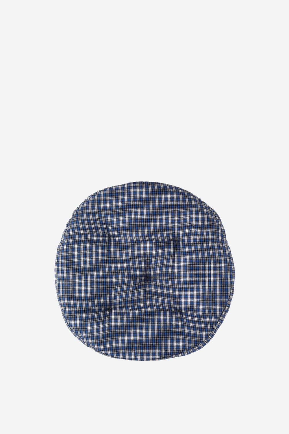 Round Checked Woven Chair Pad / Blue Grey