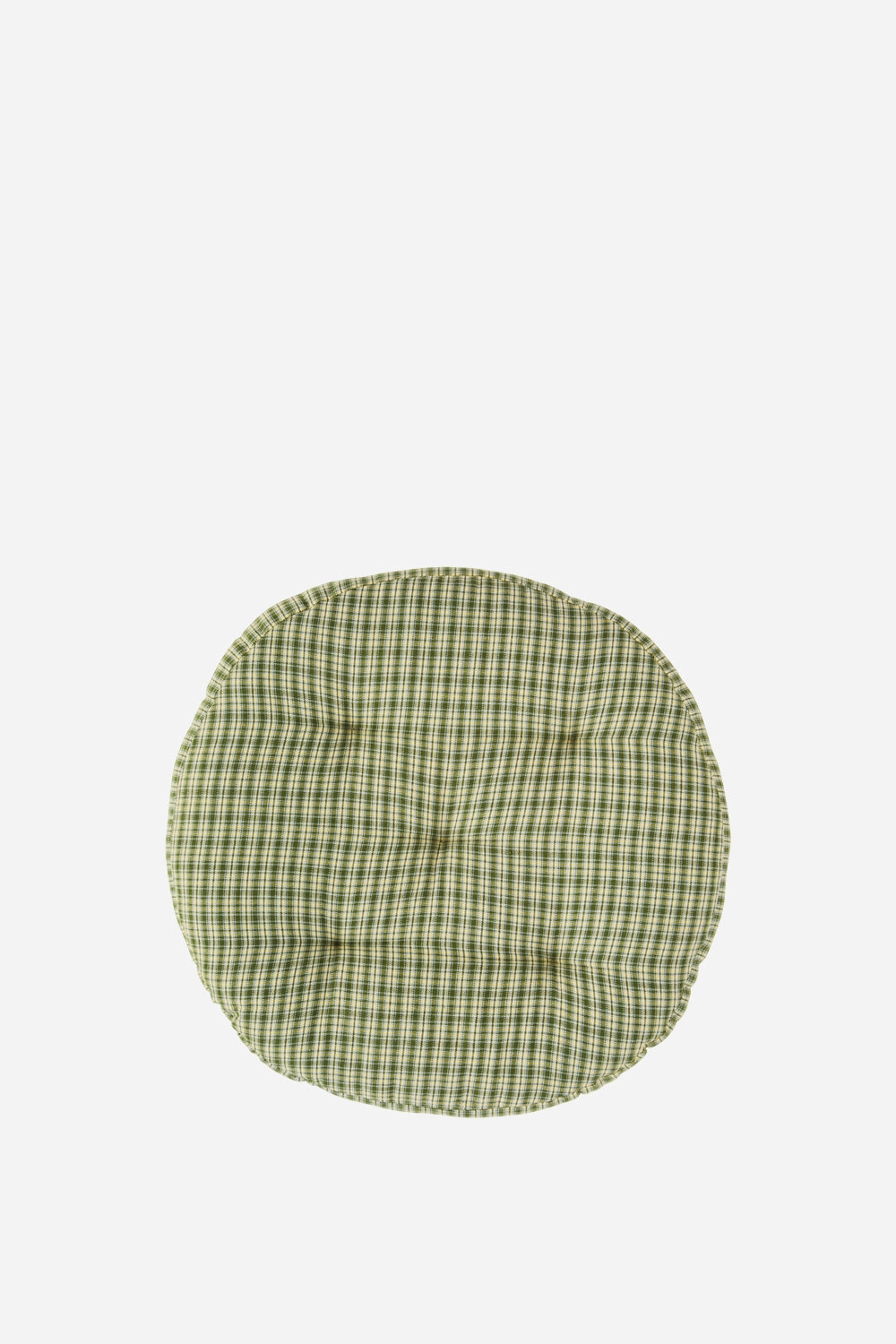 Green checkered cushion on a white background
