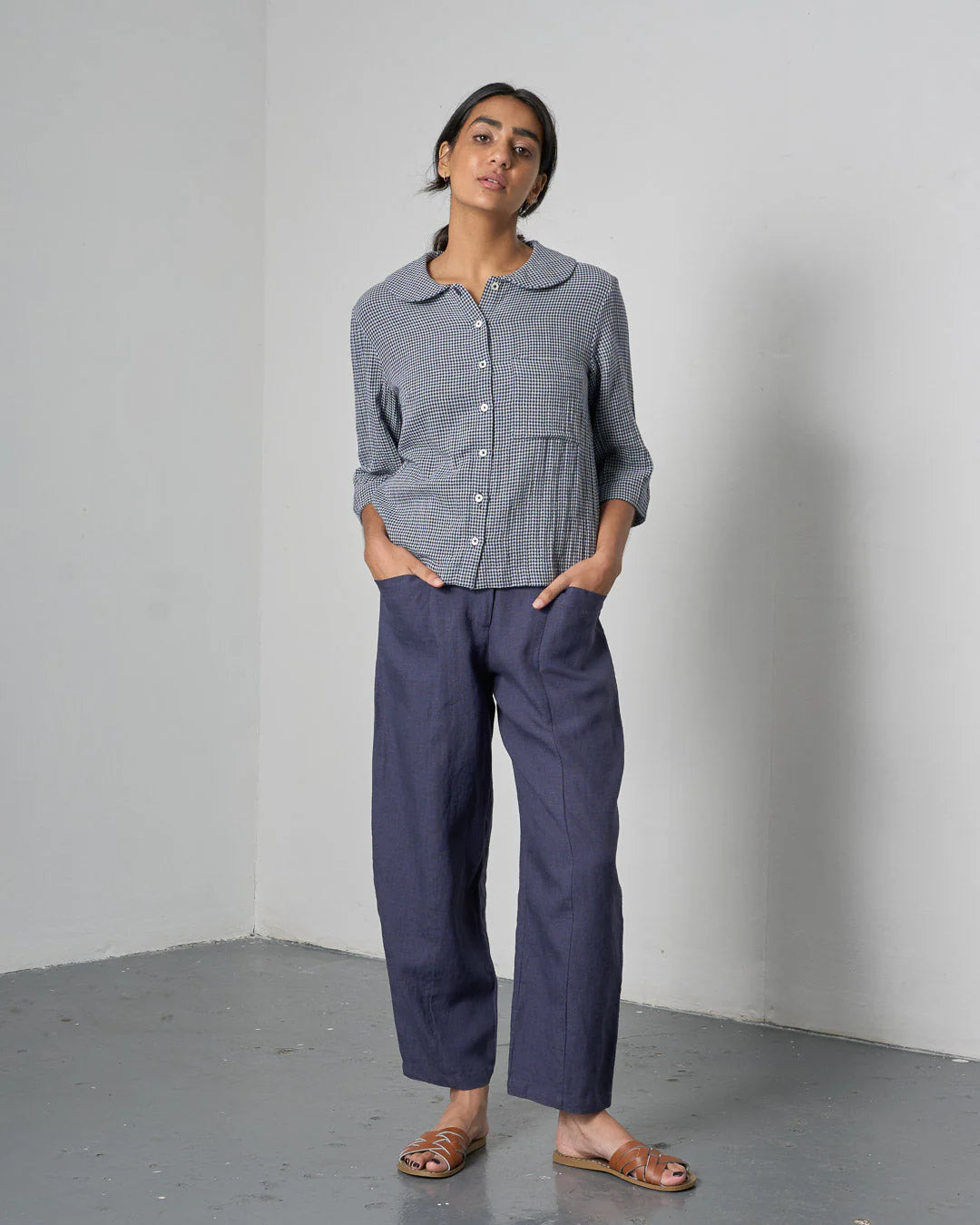 Rown Casual Shirt / Little Check Navy