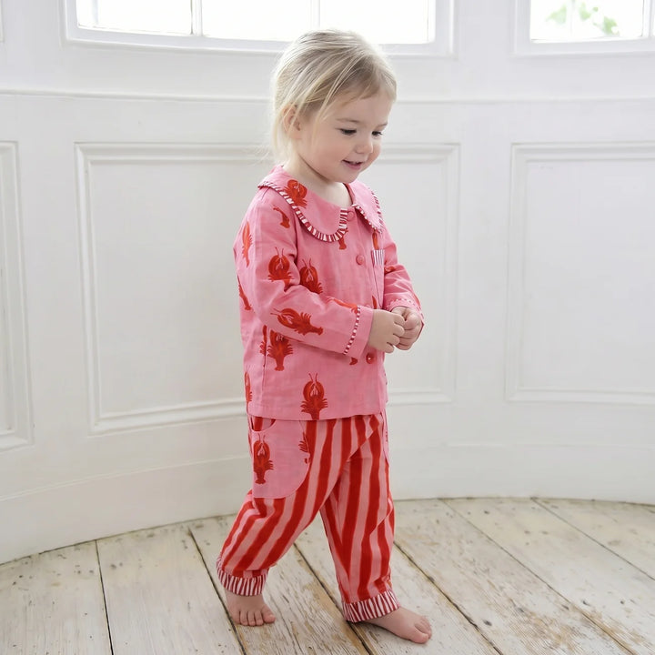 Ruby Girls Pink &amp; Red Lobster Print PJs