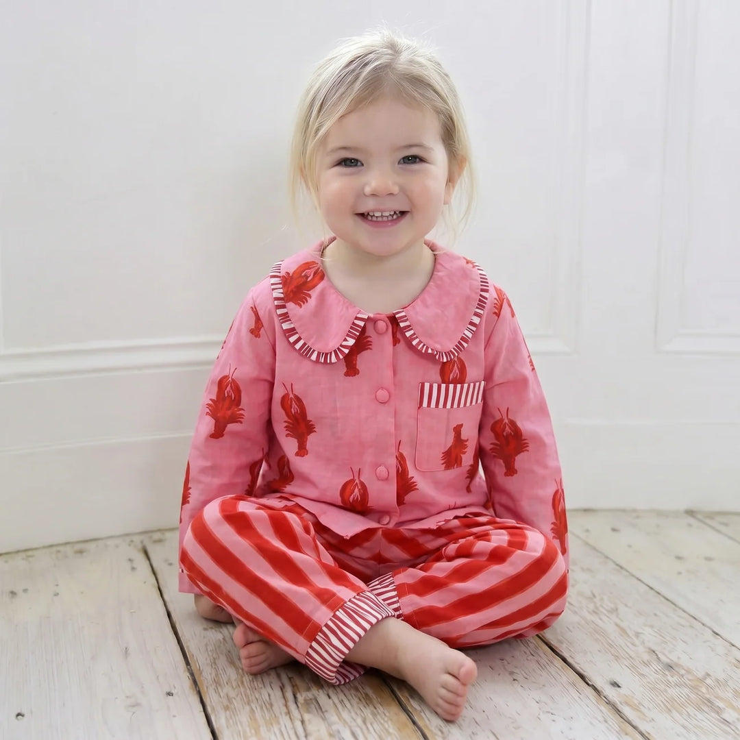 Ruby Girls Pink &amp; Red Lobster Print PJs