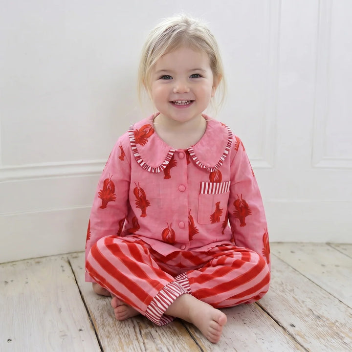 Ruby Girls Pink &amp; Red Lobster Print PJs