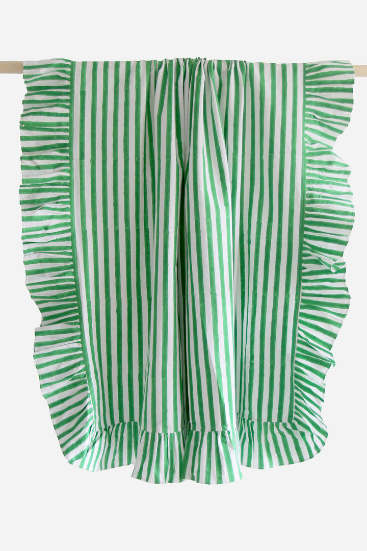 Ruffle Stripe Tablecloth / Green