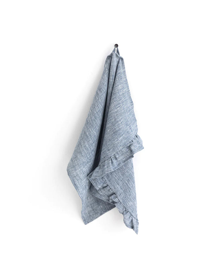 Ruffle Linen T-Towel / Blue Melange