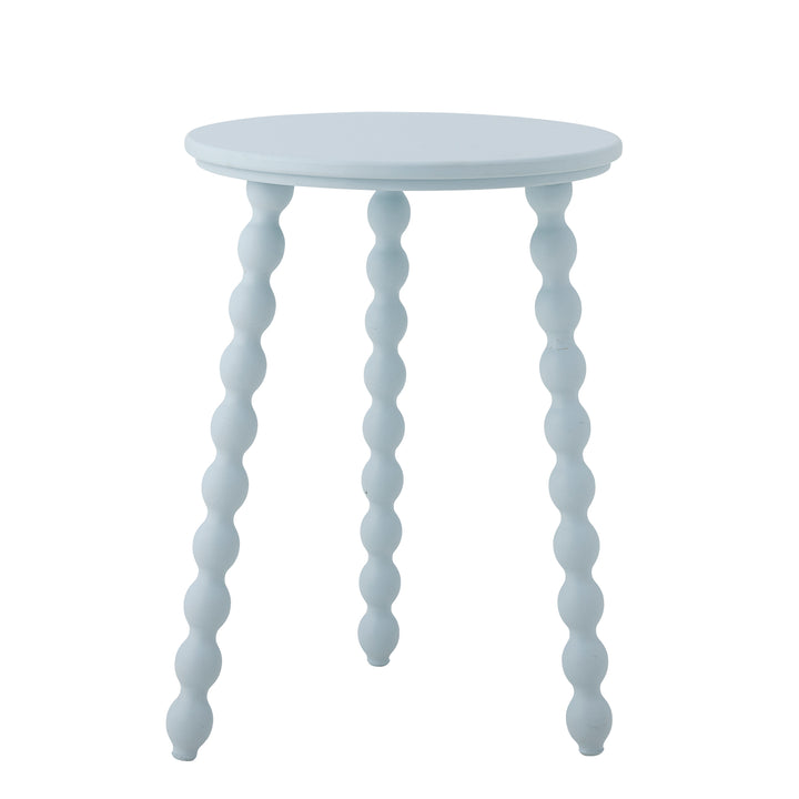 White side table with spiral legs on a white background