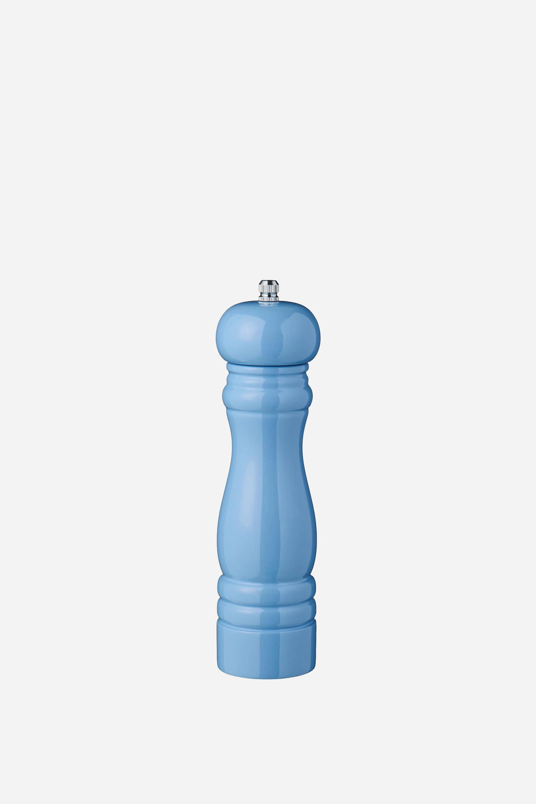 Blue pepper grinder on a white background