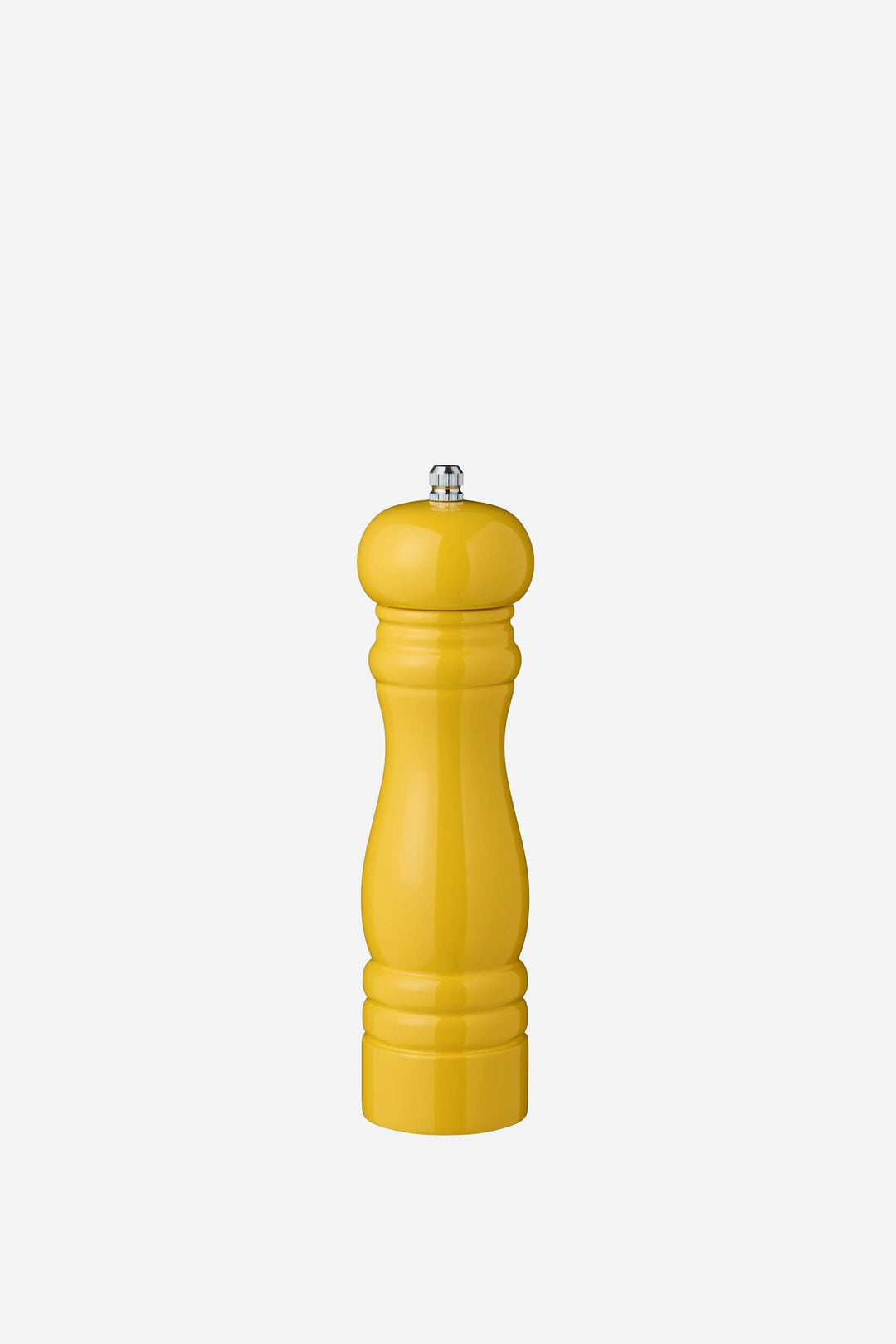 Yellow pepper grinder on a white background