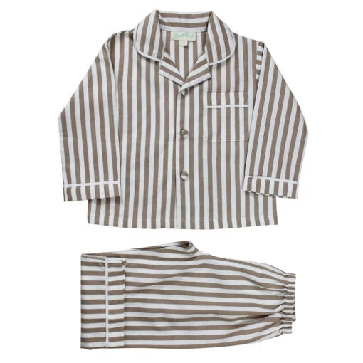 Samuel, Tan &amp; White Striped Boys Pyjamas / 4-5Y