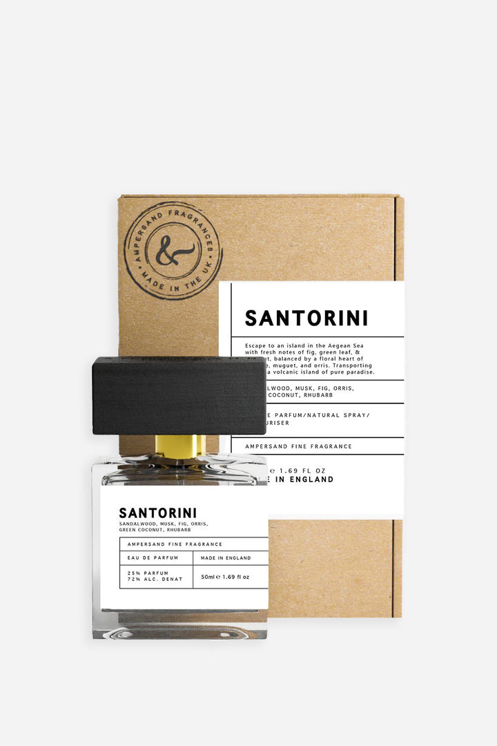 ampersand santorini fragrance with branded kraft packaging