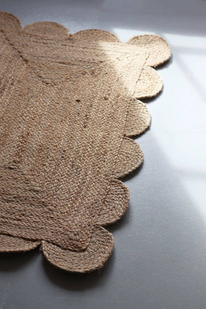 Natural  Kangura Scallop Jute Rug 60x90cm 4209