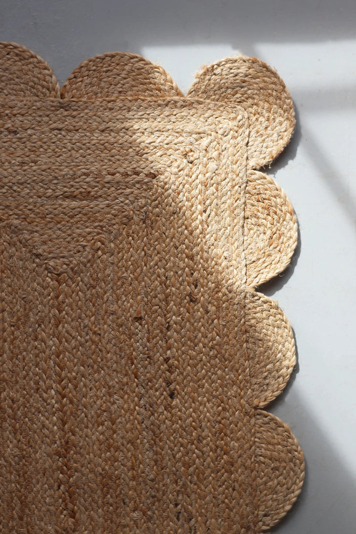 Natural  Kangura Scallop Jute Rug 60x90cm 4209
