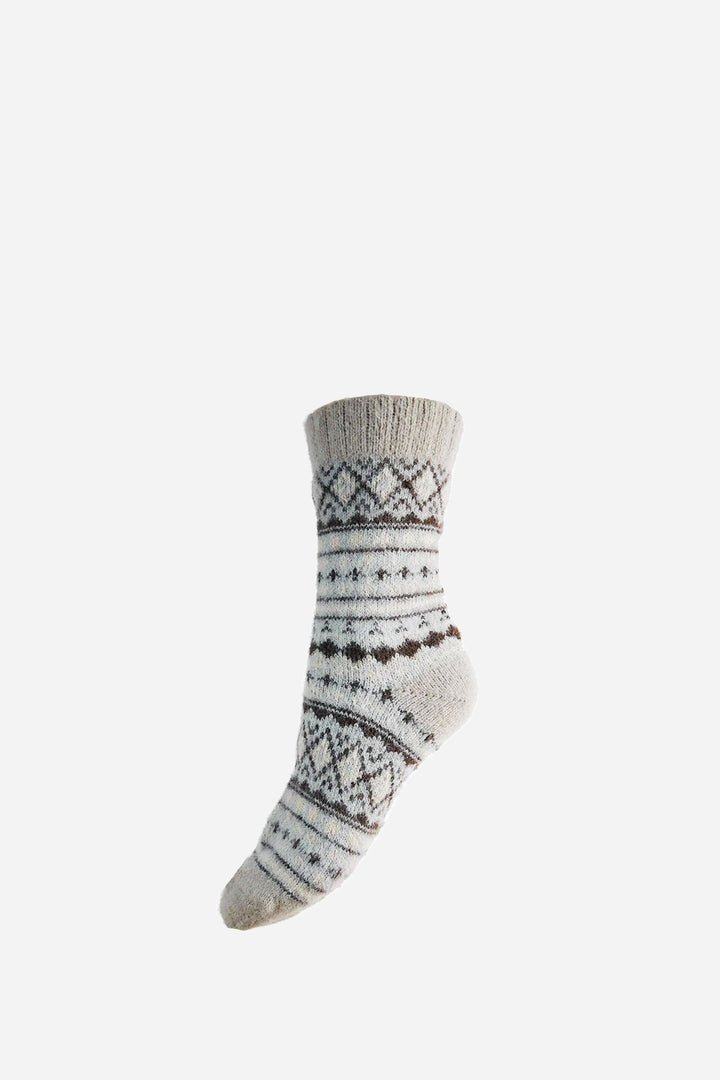 Scandi Wool Blend Socks / Grey and Pale Blue