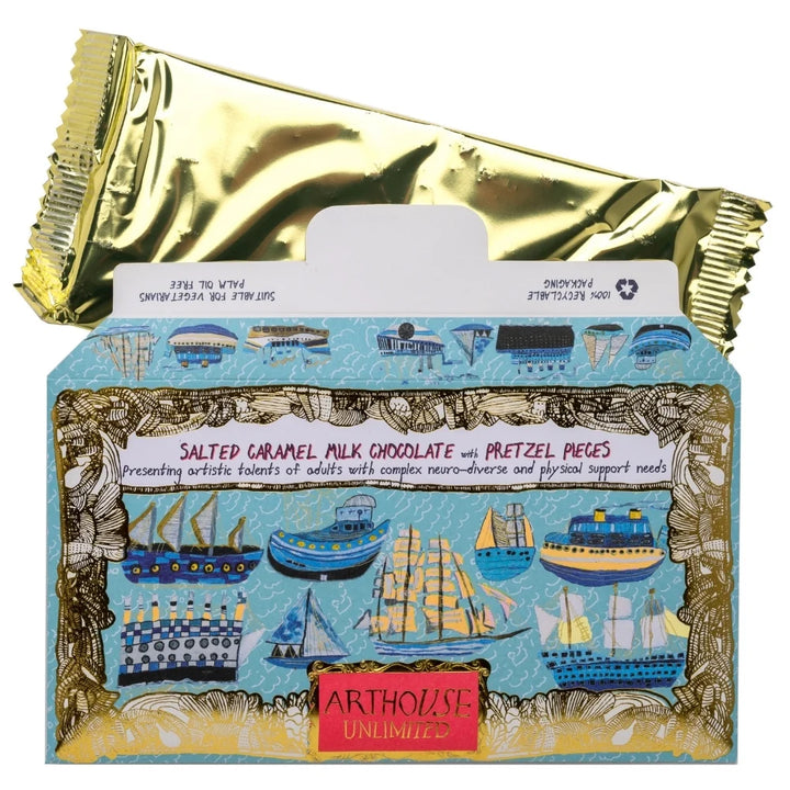 Ship Ahoy, Salted Caramel Milk Chocolate with Pretzel Pieces