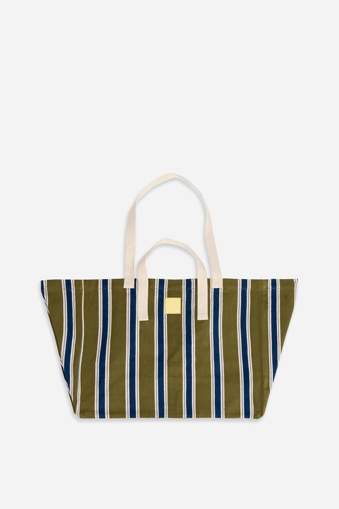 Shopping Bag / Green, Blue Striped