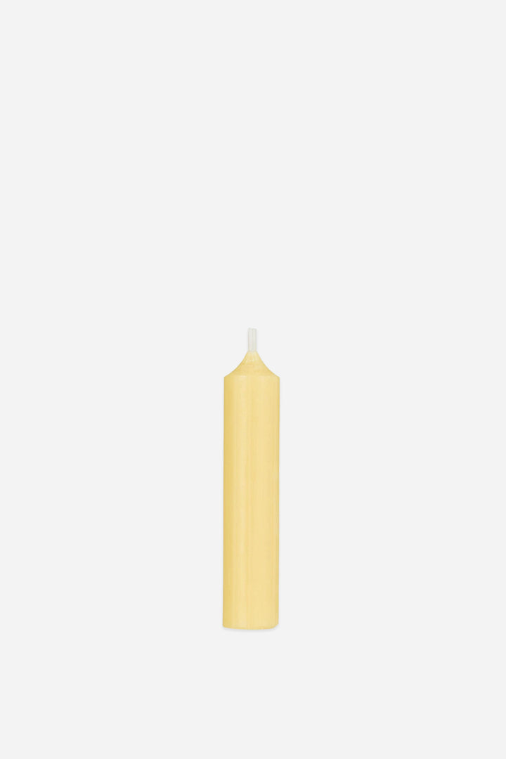 Yellow candle on a white background