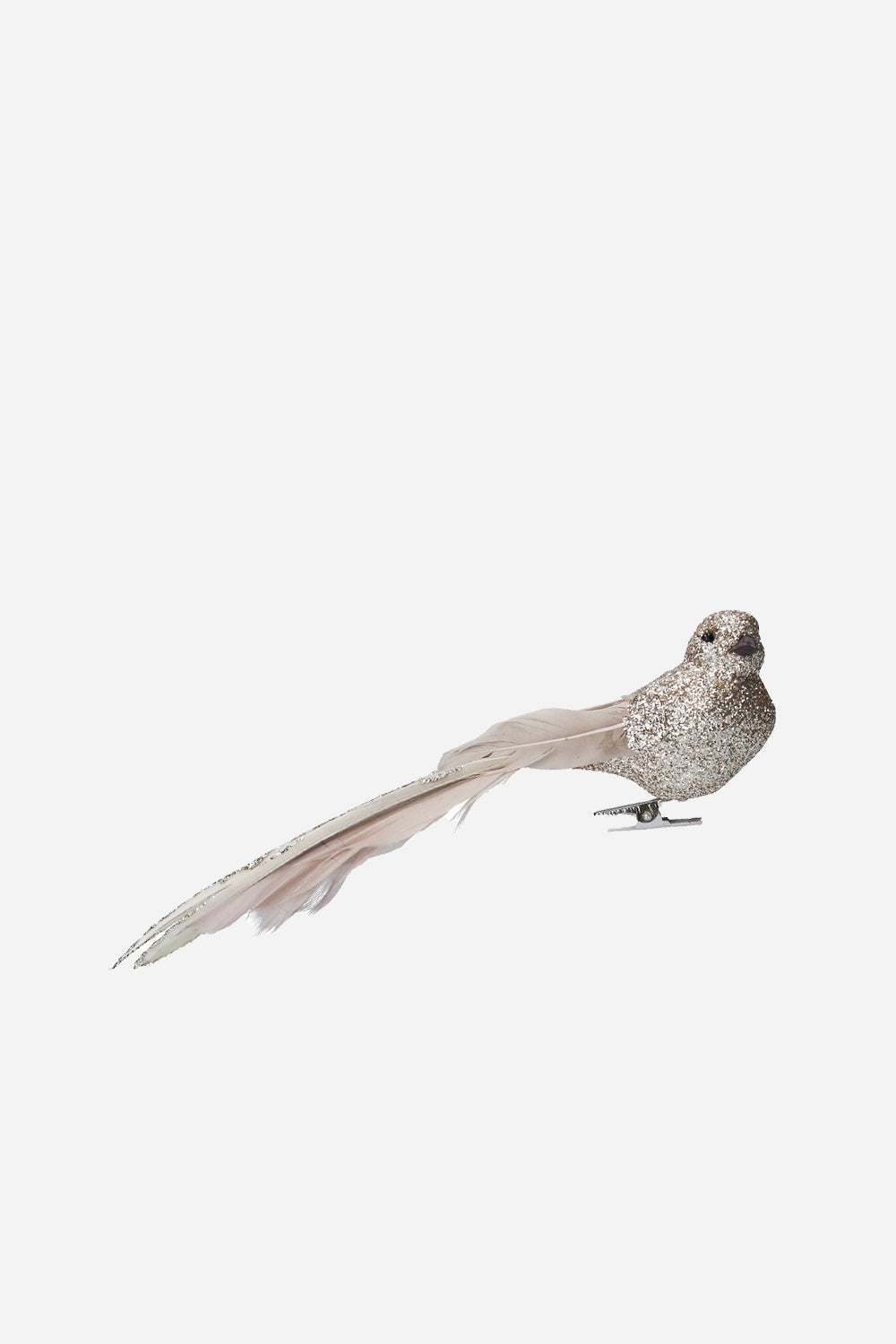 Pale Gold Sparkle / Feather Bird Clip - Domestic Science Home
