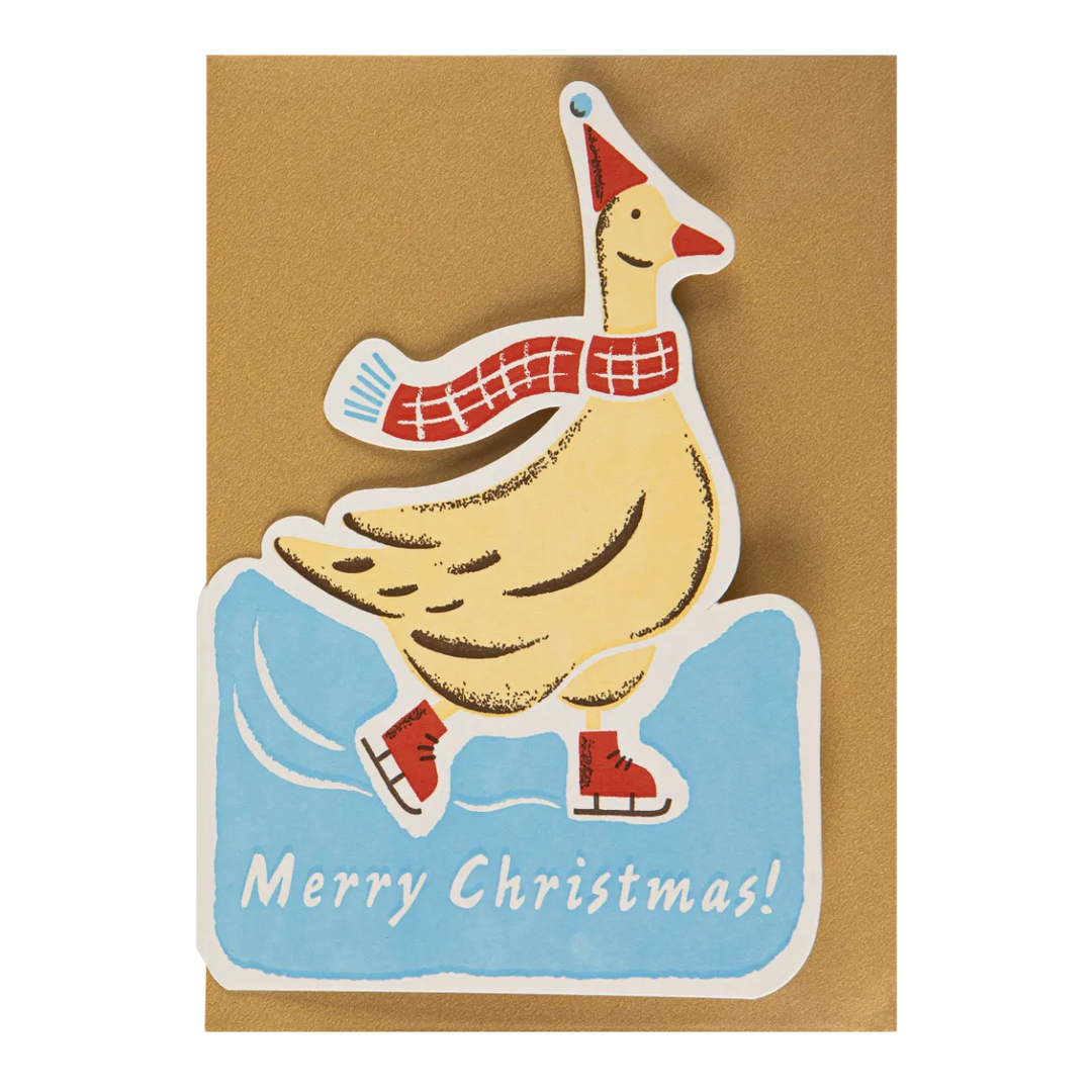 Christmas Skating Goose Card
