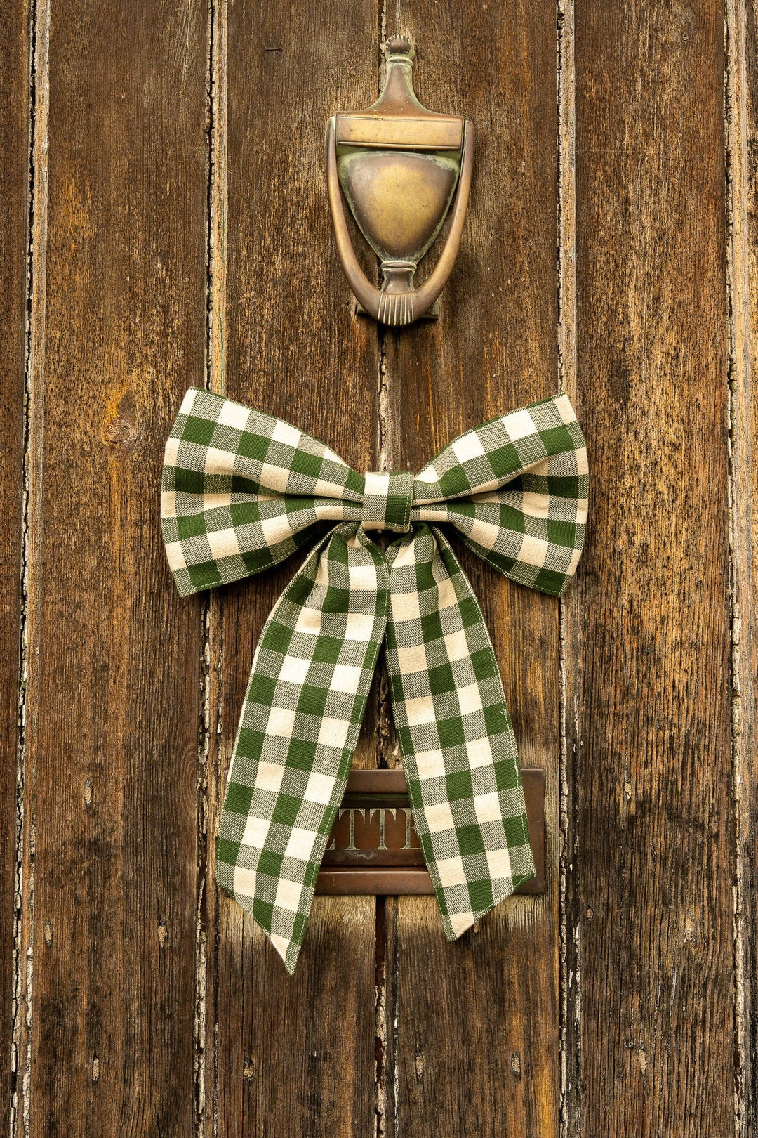 Small Gingham Bow / Pine Green