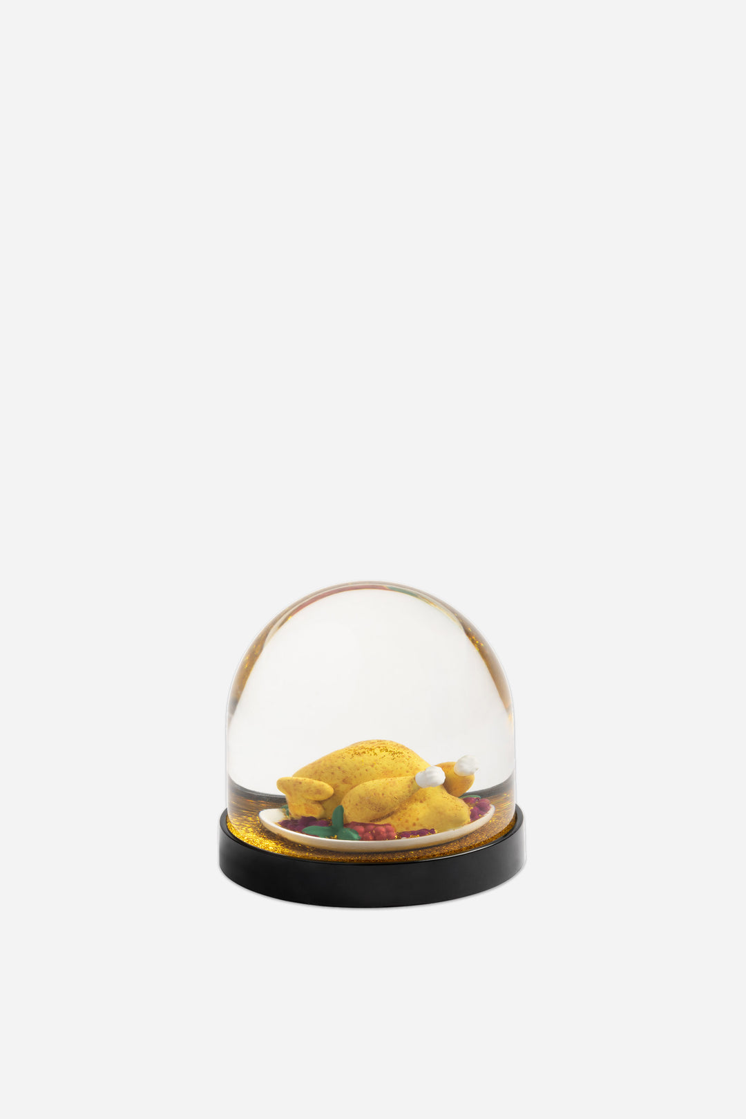 turkey in a snow globe on white background