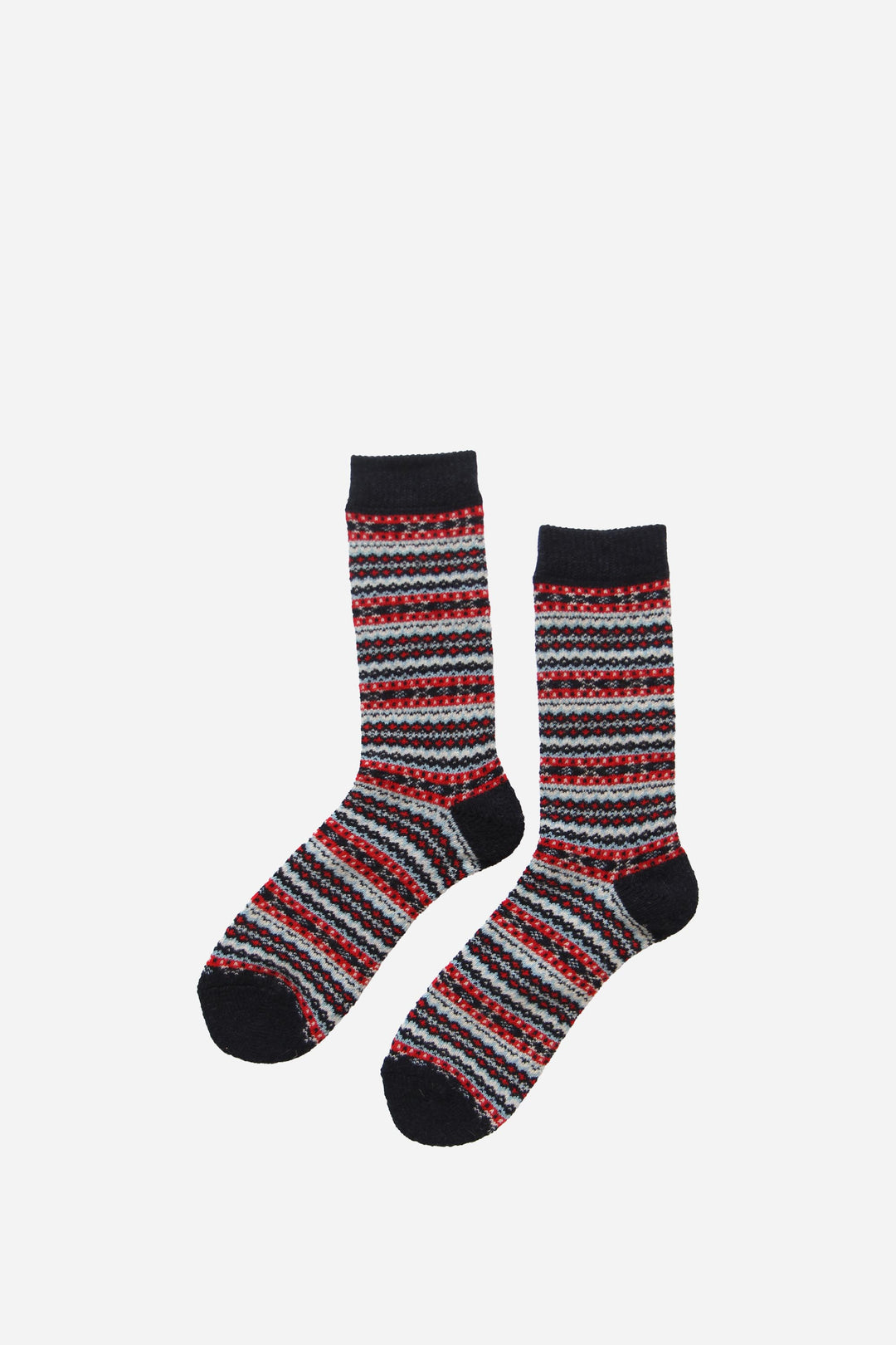 Pair of striped socks on a white background