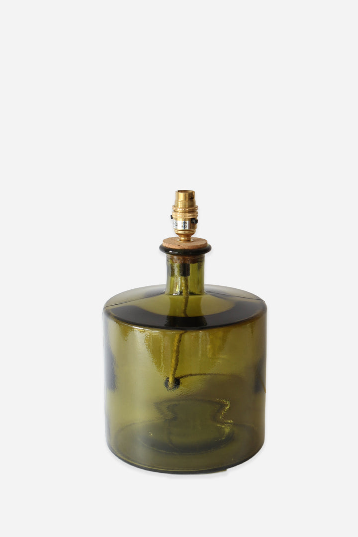 Squat Glass Bottle Light 32cm / Olive