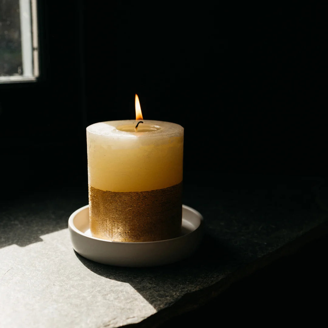St Eval Gold Half Dipped Pillar Candle / Inspiritus