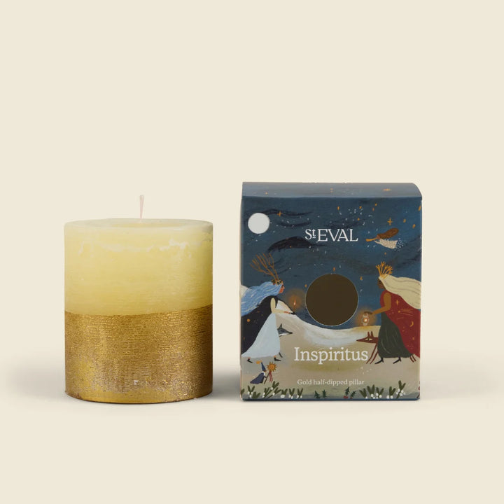 St Eval Gold Half Dipped Pillar Candle / Inspiritus