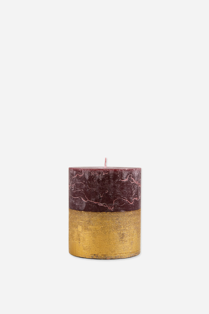 St Eval Gold Half Dipped Pillar Candle / Sacred Forest