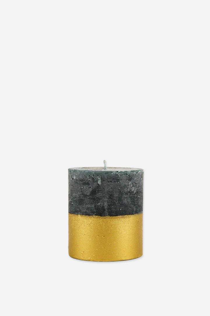 St Eval Gold Half Dipped Pillar Candle / Winter Thyme
