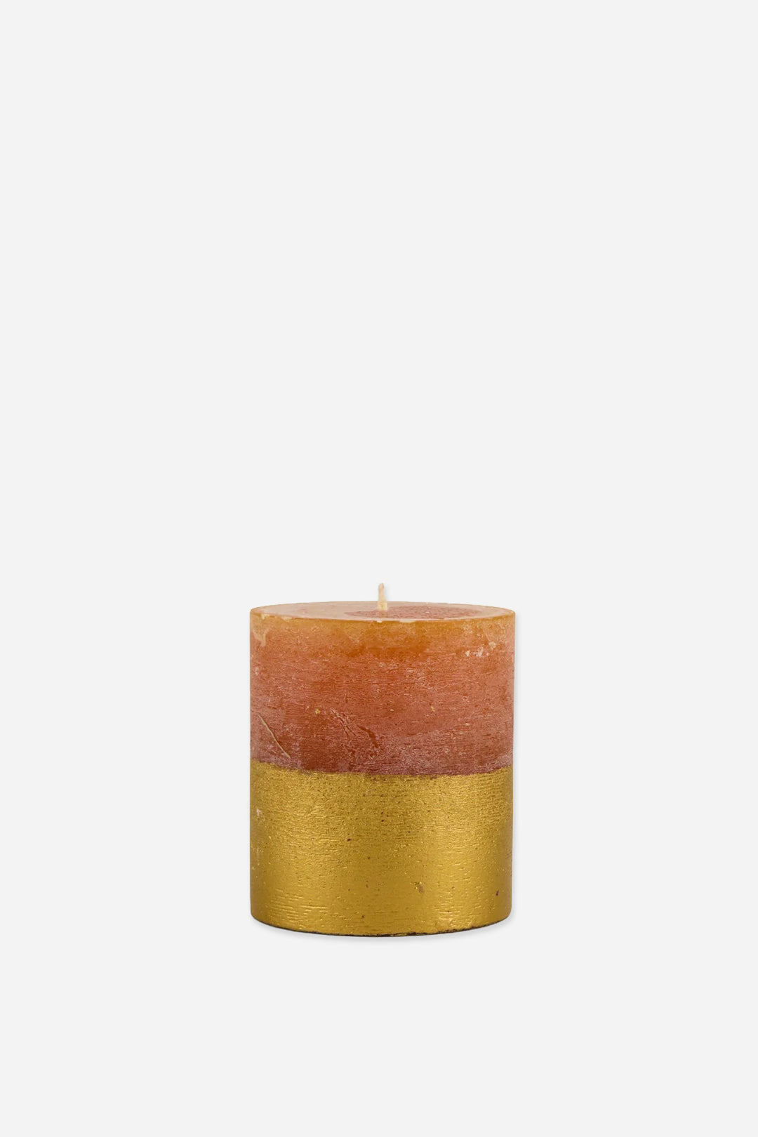 St Eval Gold Half Dipped Pillar Candle / Orange & Cinnamon