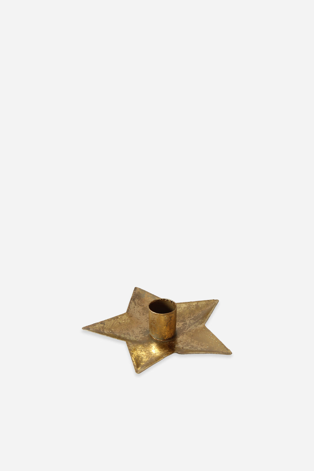 gold star-shaped candle holder on a white background