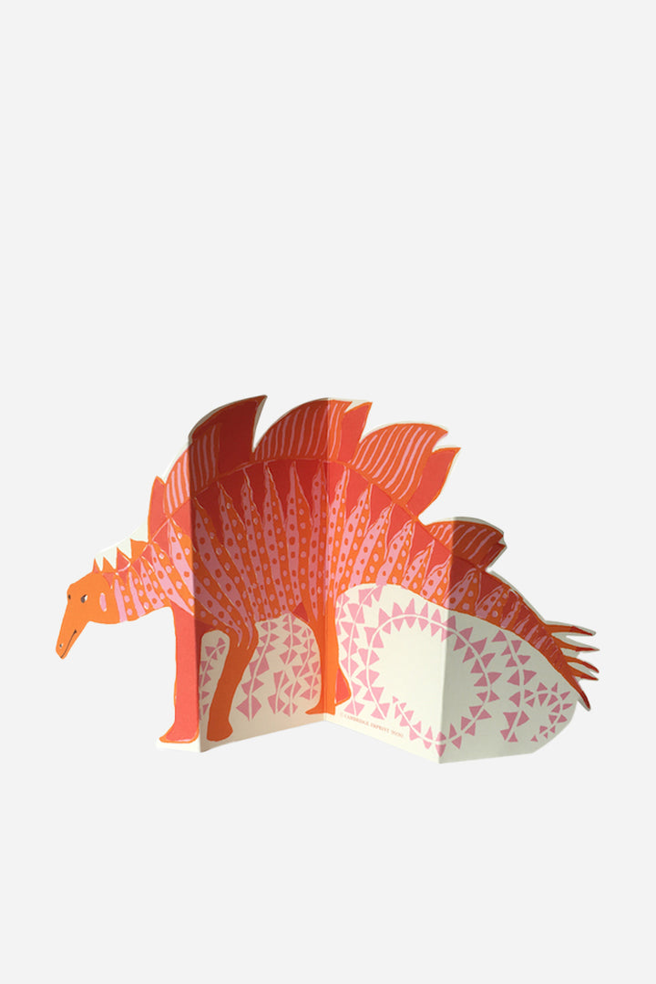 3D Stegosaurus Card / Pink + Orange - Domestic Science Home