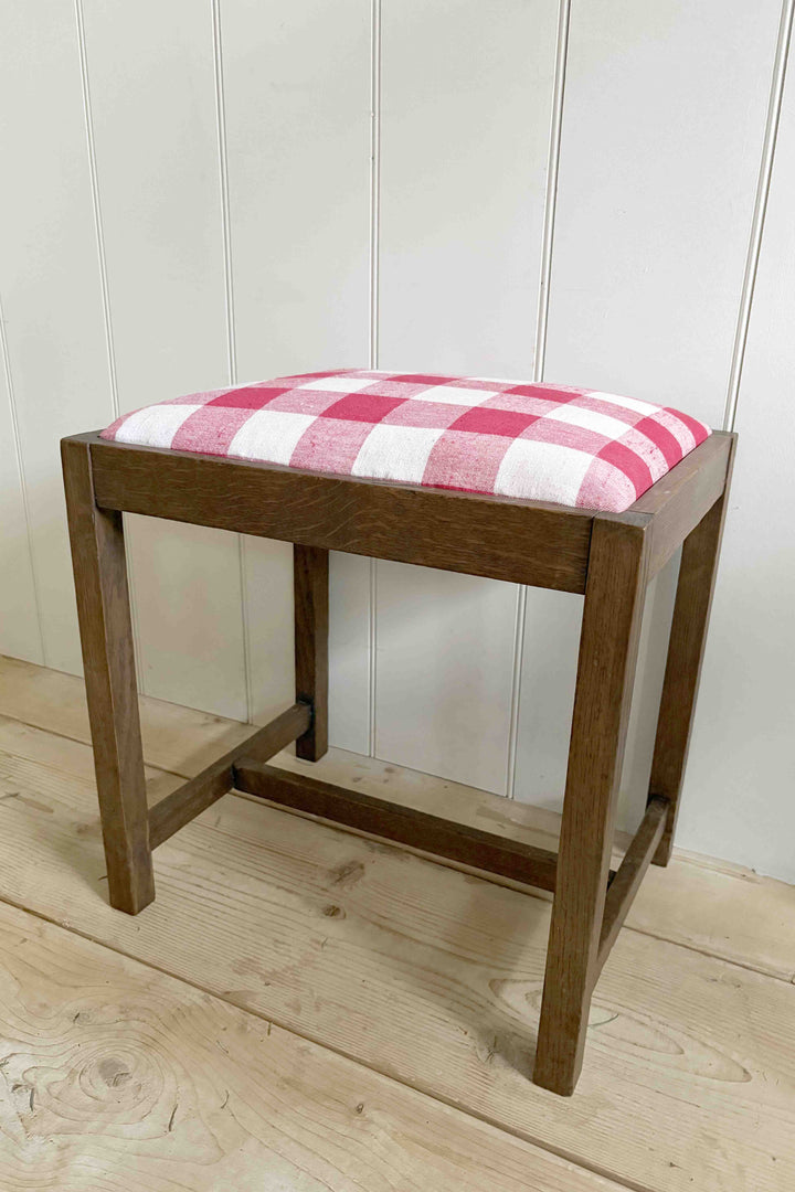 Oak Stool / Red Check