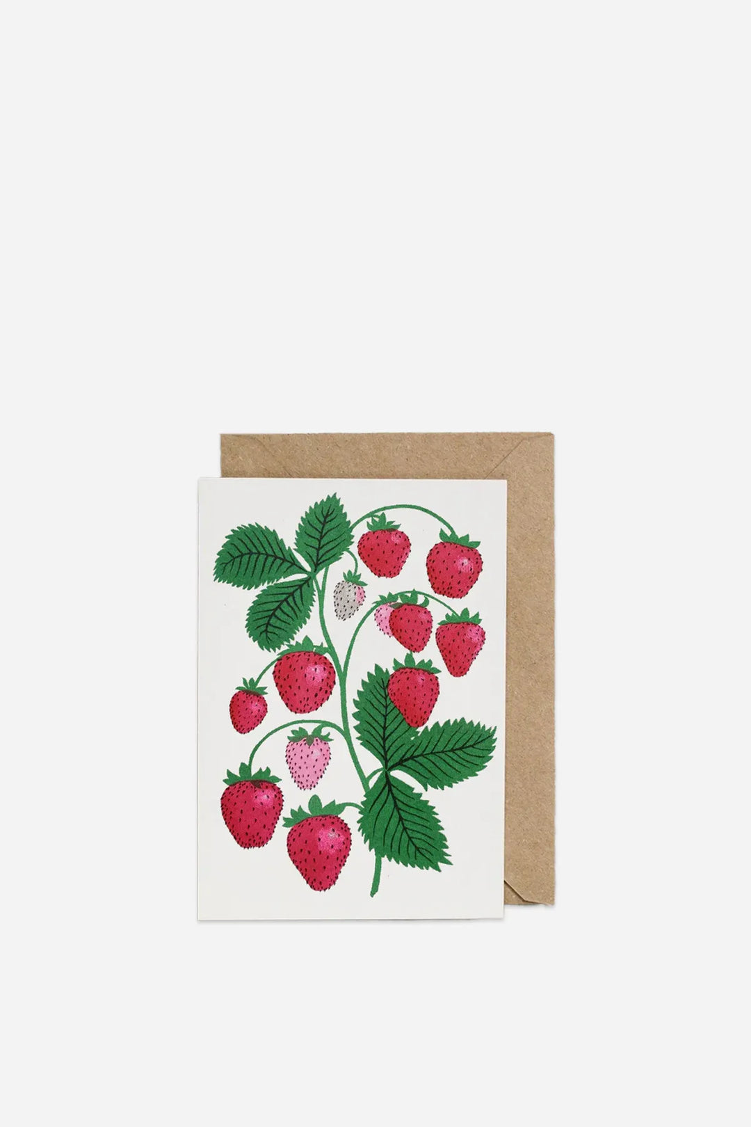 Greeting card with strawberry design on a white background