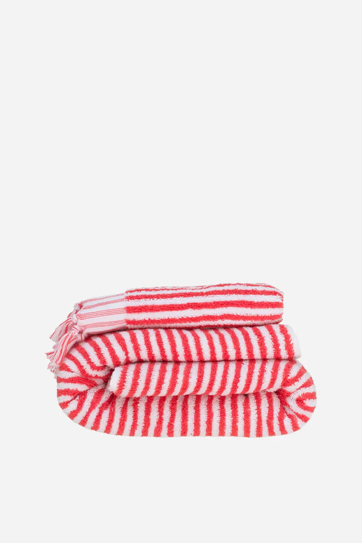 Striped Towel / Coral Red 170x90cm