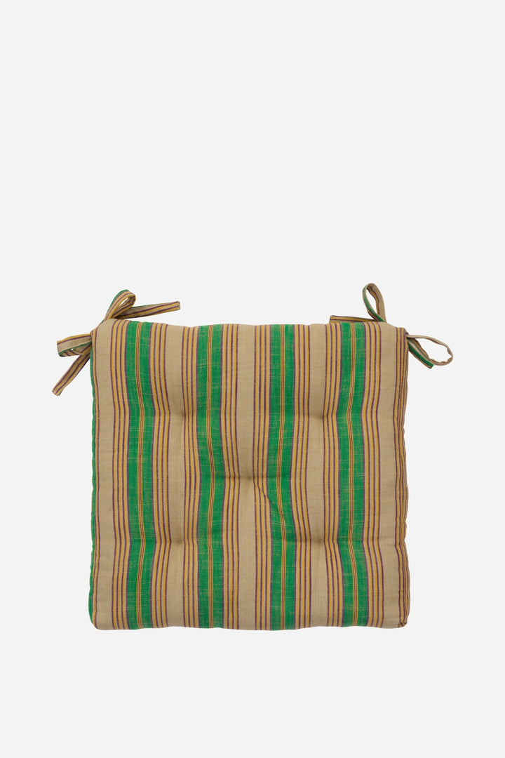 Striped Cotton Chair Pad 45x45cm / Camel Green Purple Yellow